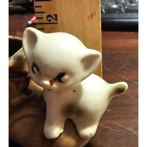 Antique Mid Century Enesco Kitten on Boot Mini Planter Toothpick Holder Trinket - Picture 11 of 11